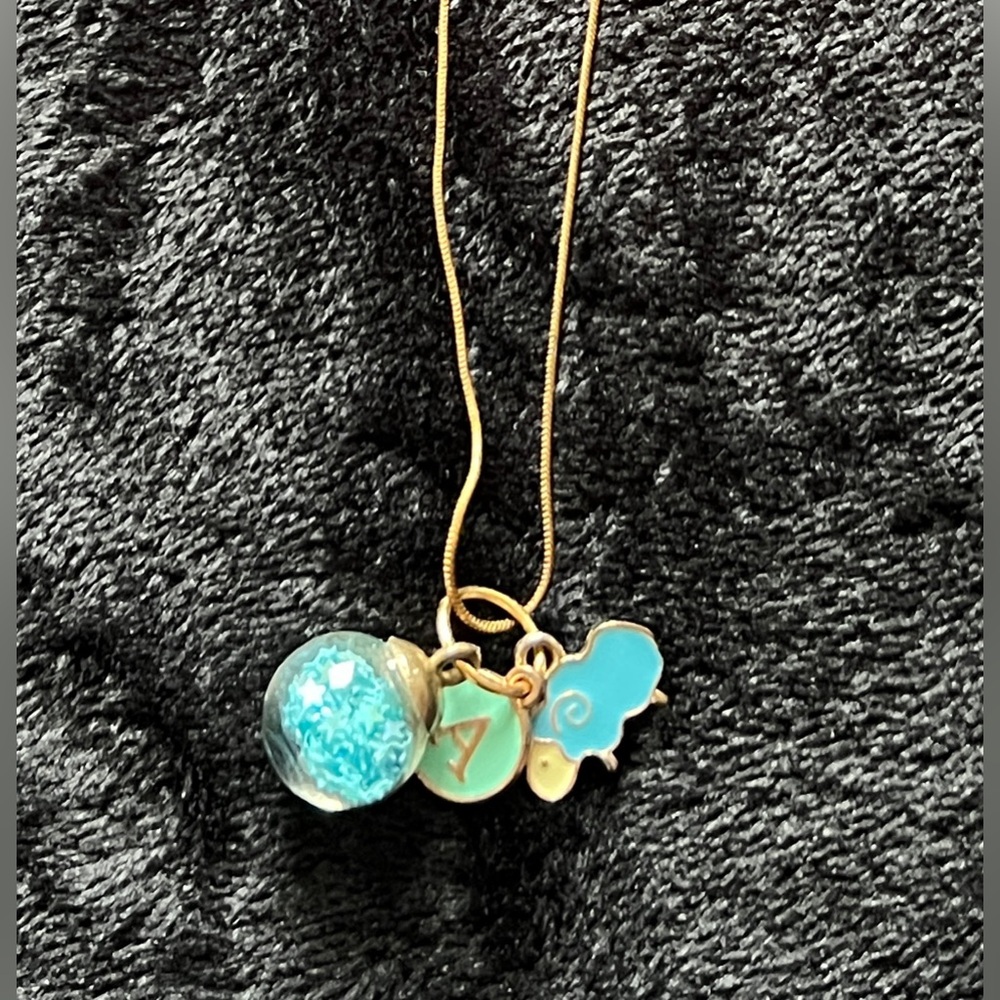 global blue stars fairy chacha Necklace enamel A sheep charms gold tone nWOT